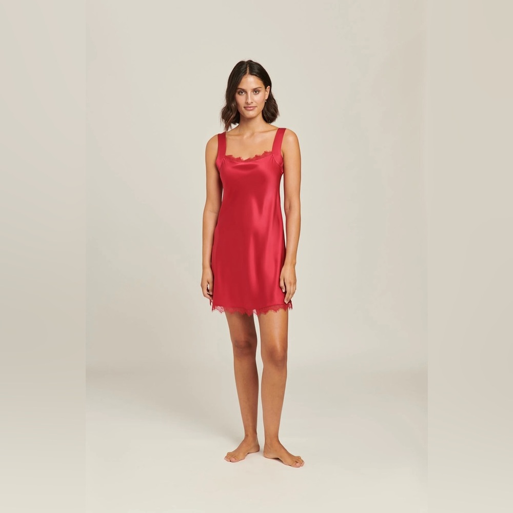 NWT AURORA SILK CHEMISE - RUBY SIZE 8
